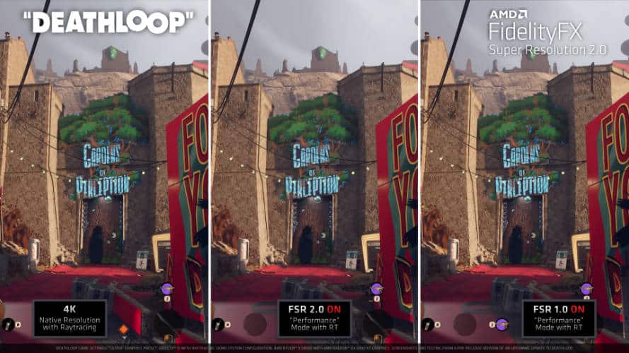 Deathloop FSR 2.0 performance mode comparison