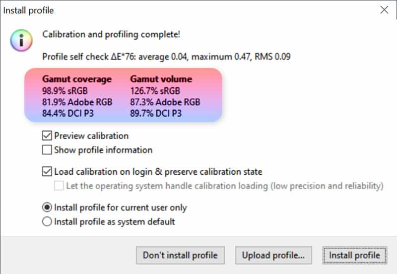 Gigabyte M32U Color gamut readings