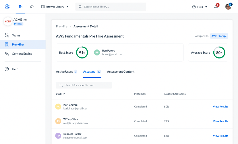 Pre-hire Assessments example